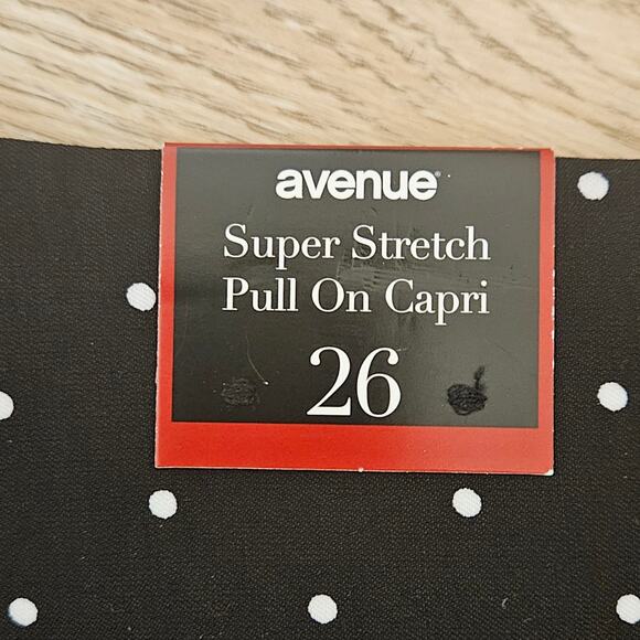 NEW Avenue Super Stretch Pull-On Capri Polka Dot Floral Border Plus Size 26 - Picture 8 of 9
